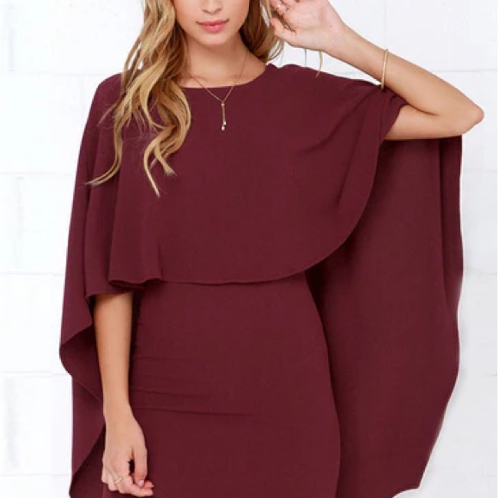 Lulus Burgundy Cape Dress